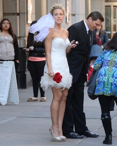 Kate Gosselin Wears A Wedding Dress On Set Of 'Celebrity Apprentice' In NYC