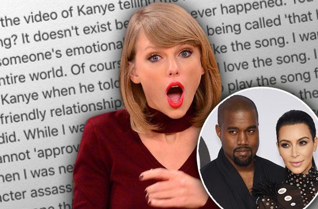 //kim kardashian kanye west taylor swift feud notes app fake statement