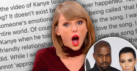 //kim kardashian kanye west taylor swift feud notes app fake statement