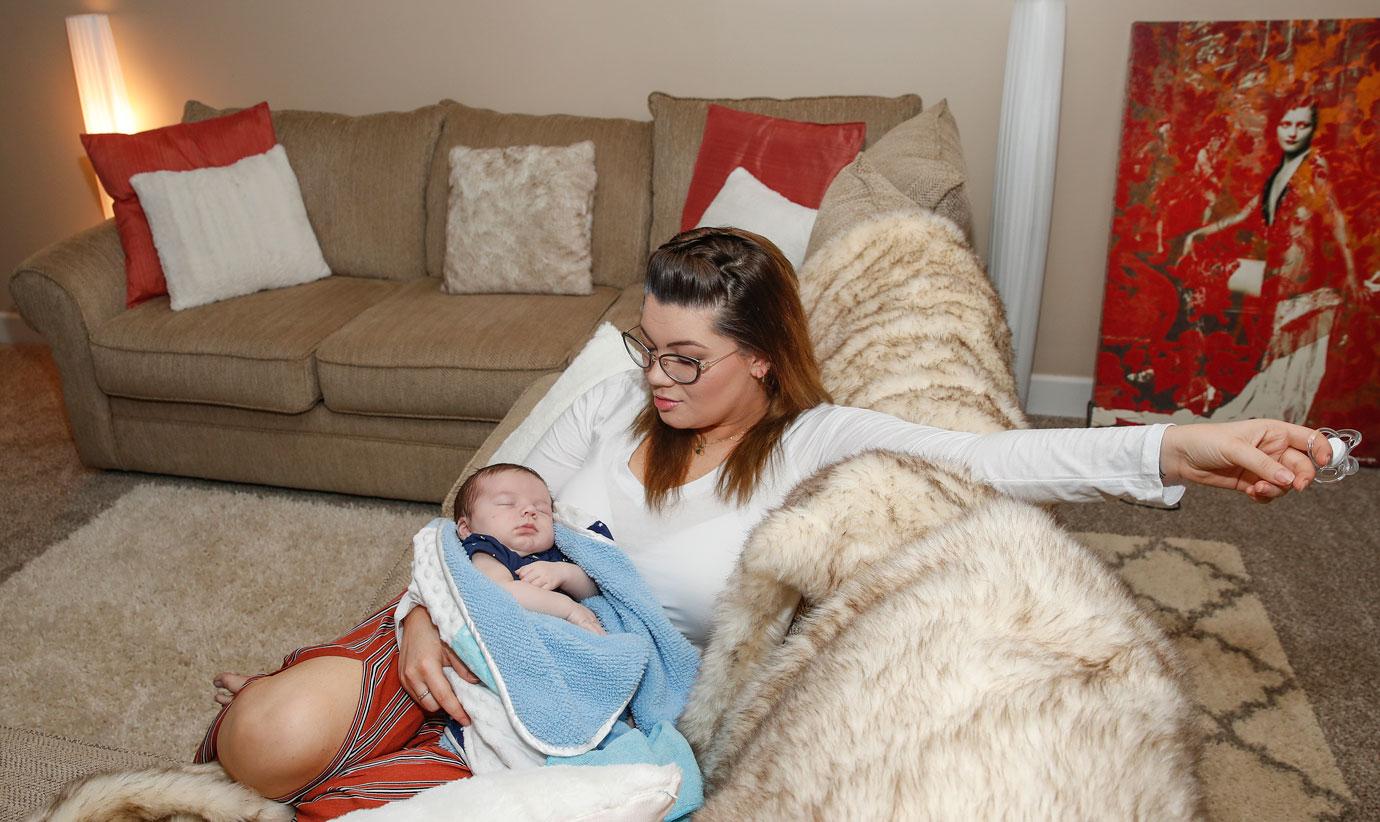 Amber Portwood with her baby James and Andrew at their house on June 14, 2018 in Indianapolis, Indiana.