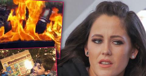 Jenelle evans gifts son wood burning kit illegally setting fire land
