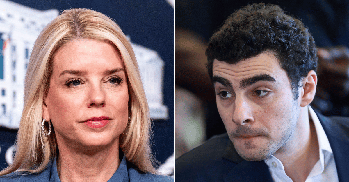 Split photo of Pam Bondi, Luigi Mangione