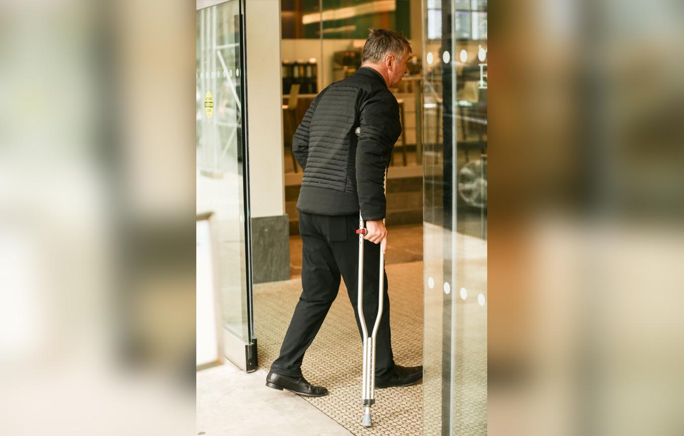 Alec Baldwin Crutches Hospital