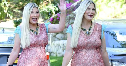 Tori Spelling Pink Dress Baby Drama