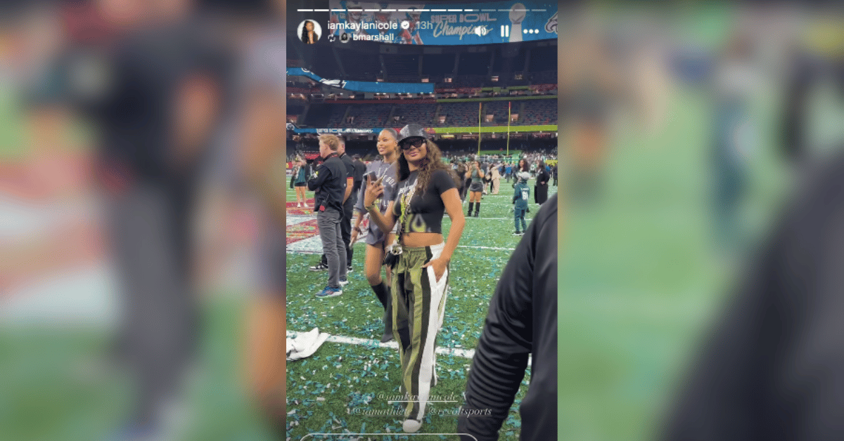 travis kelces ex girlfriend kayla nicole celebrates philadelphia eagles super bowl victory