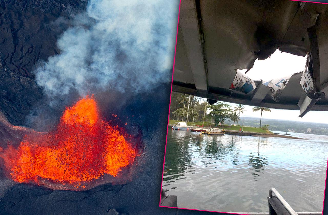 //Hawaii lava explosion injures  people tour boat pp