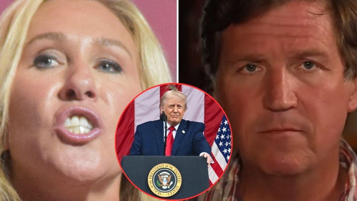 Photo of Marjorie Taylor Greene, Tucker Carlson, Donald Trump
