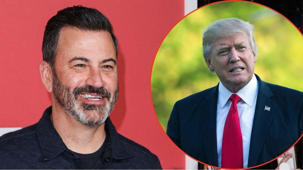 Split image of Jimmy Kimmel and Donald Trump
