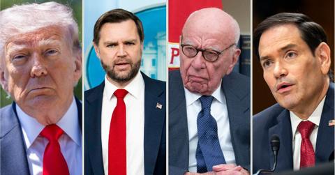 Split photos of Donald Trump, J.D Vance, Rupert Murdoch and Marco Rubio