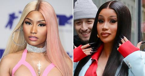 nicki minaj pushes fan meet greet london cardi b microphone