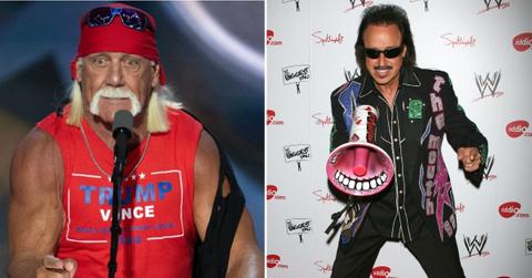 split photo of Hulk Hogan and Jimmy Hart