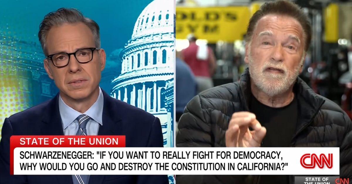 Photo of Arnold Schwarzenegger and Jake Tapper