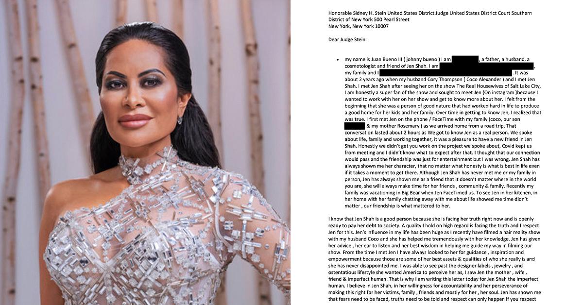 RHOSLC' Star Jen Shah Submits Letter To Judge From 'Super Fan' As Part Of  Plea For Short Prison Sentence