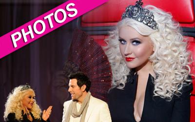 //christina aguilera tiara fishnets voice