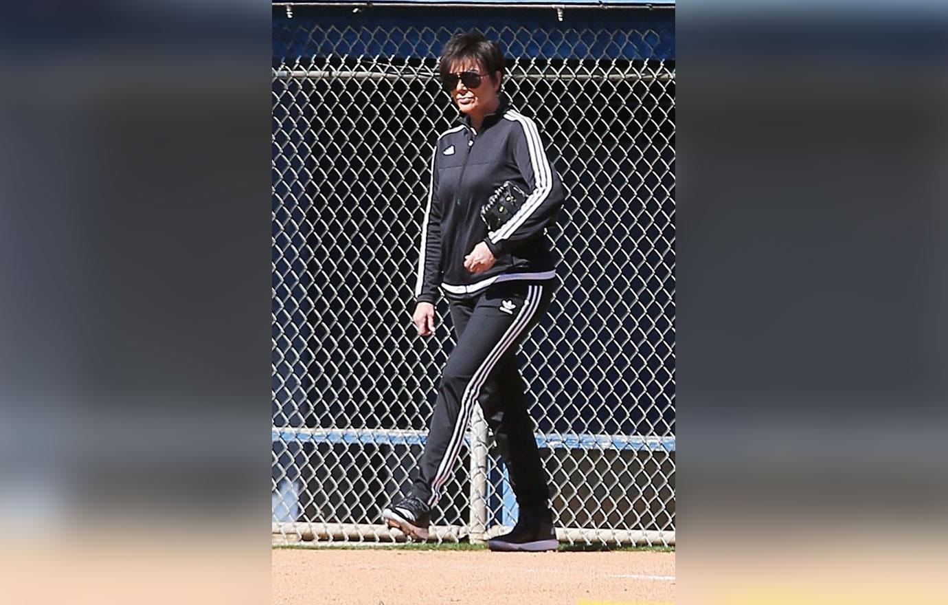 Kim Kardashian Wears Bra Top & Yeezy at Family Softball Game – Footwear News