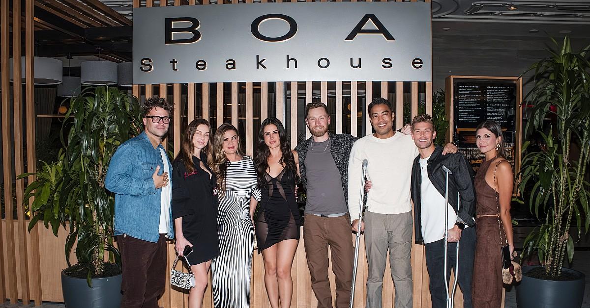 boa tom schwartz lala kent brittany cartwright michelle saniei luke broderick jason caperna kyle cooke janet caperna at boa steakhouse las vegas credit oneseven agency