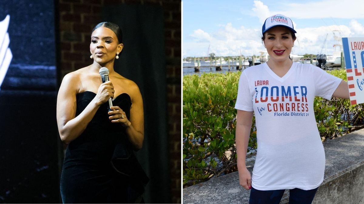 A photo of Candace Owens alongside a photo of Laura Loomer