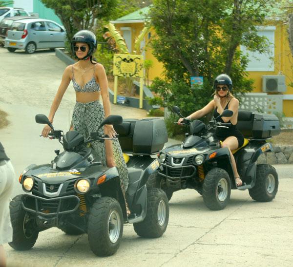 Kendall Jenner And Khloe Kardashian Ride ATV's In St. Barths