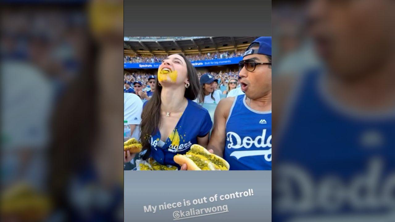 Kalia spit out mustard and relish on herself in the fake video.