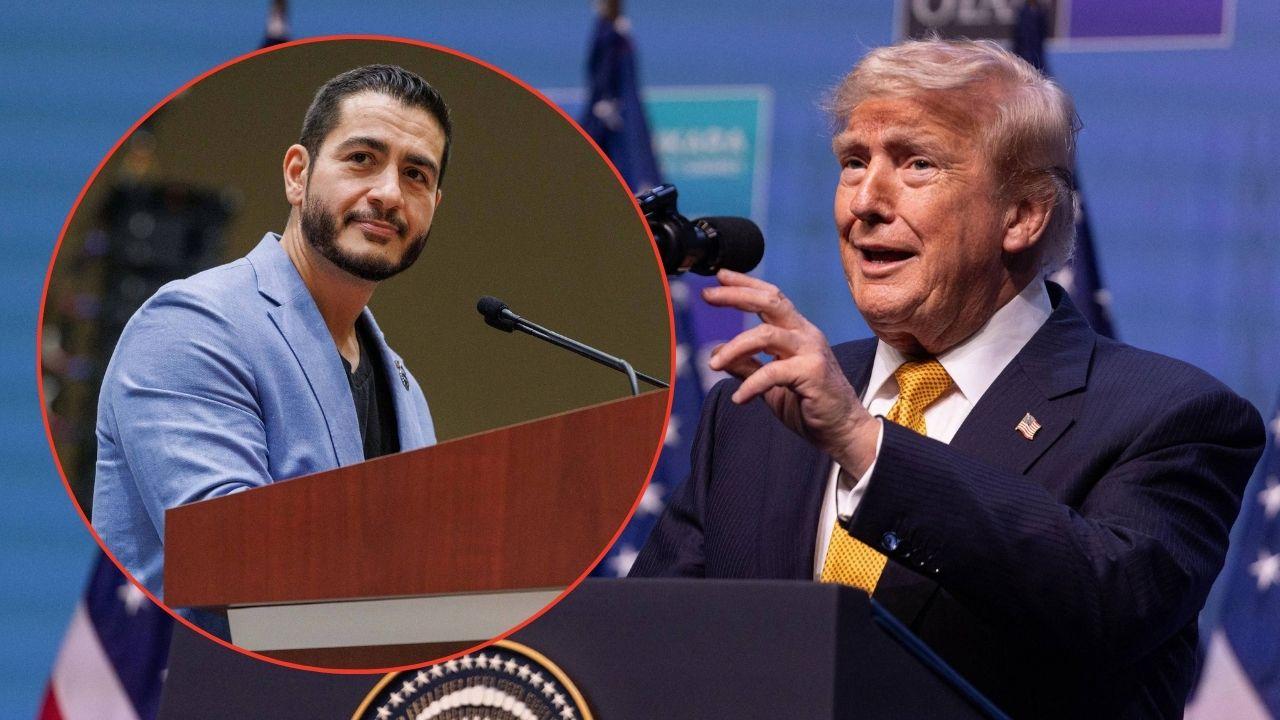 Split image of Donald Trump and Abdul El-Sayed