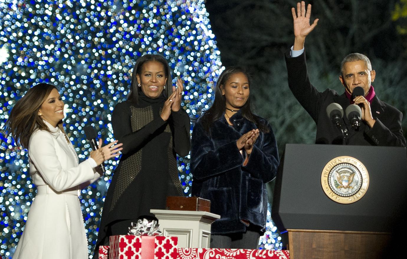 The Obamas at a Christmas Tree Lightning