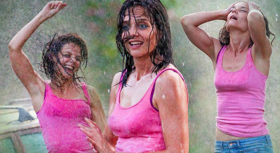 Lettin Loose Katie Holmes Dances In The Rain On Set Of New Film All We Had 10 Wet N Wild Pics 