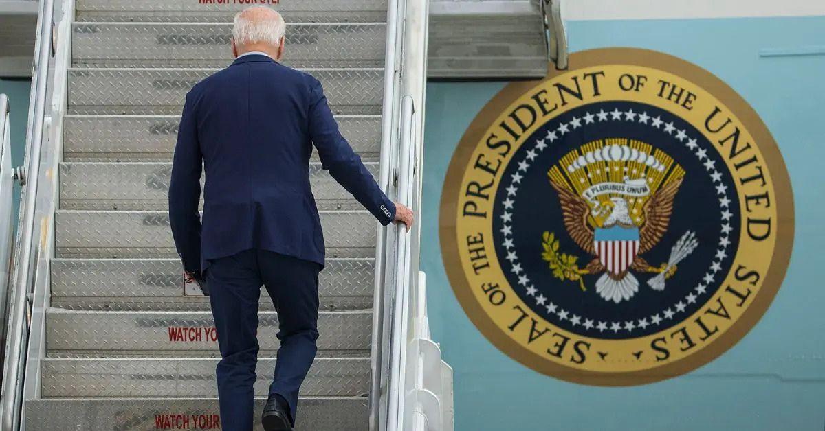 President Biden Stumbles Up Stairs To Air Force One For Fourth Time