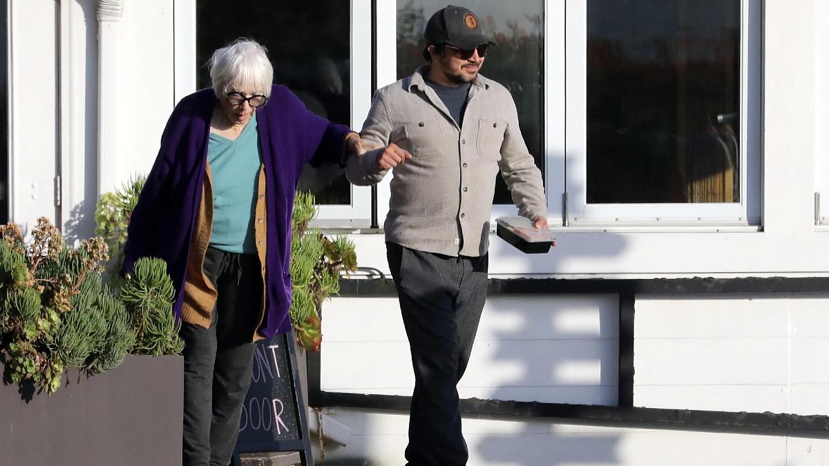 image of MacLaine was escorted to the curb after enjoying dinner on the patio at a Malibu hotspot.