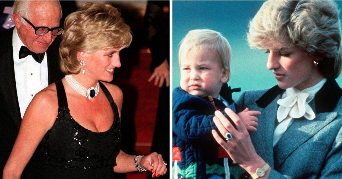 Photo of Princess Diana's sapphire-and-pearl choker and sapphire engagement ring