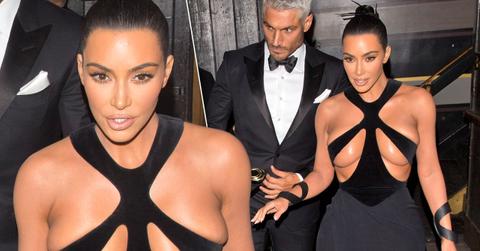 Kim Kardashian Naked Boobs Revealing Black Dress