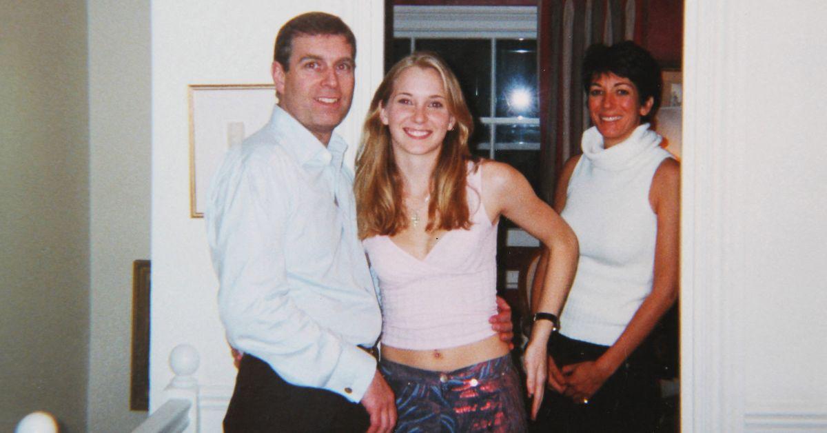 Photo of Prince Andrew, Virginia Giuffre and Ghislaine Maxwell