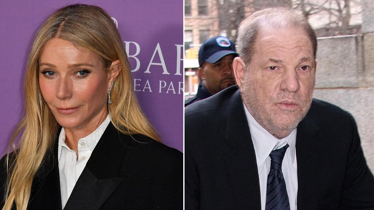 Split photo of Gwyneth Paltrow and Harvey Weinstein