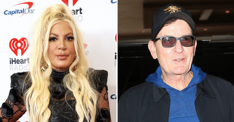 Composite photo of Tori Spelling and Charlie Sheen.