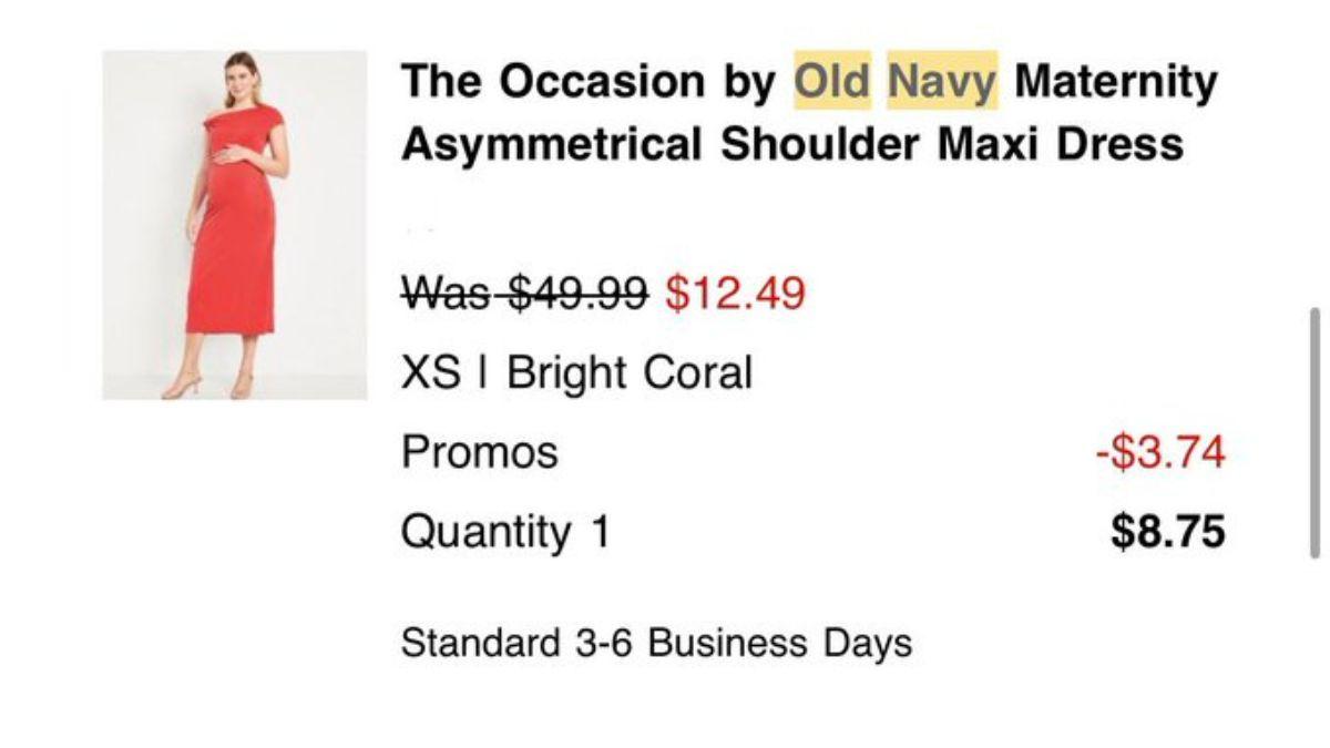 A screenshot of an Old Navy receipt