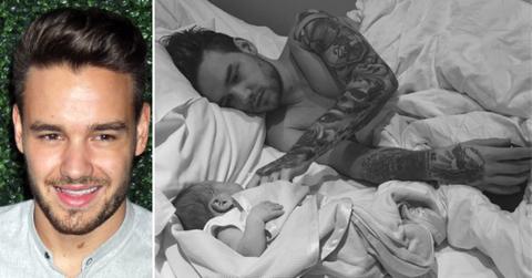 Split photo of Liam Payne, Liam Payne with Bear