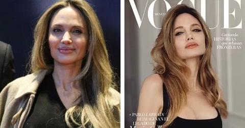 Split photo of Angelina Jolie, Angelina Jolie for Vogue