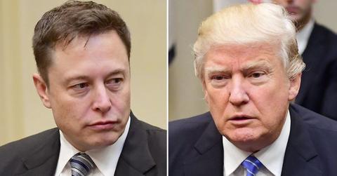Split photo of Elon Musk and Donald Trump.