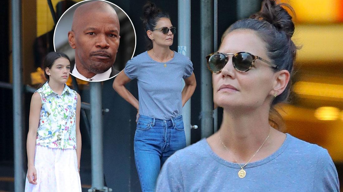 Katie Holmes goes braless after Jamie Foxx romance reveal.