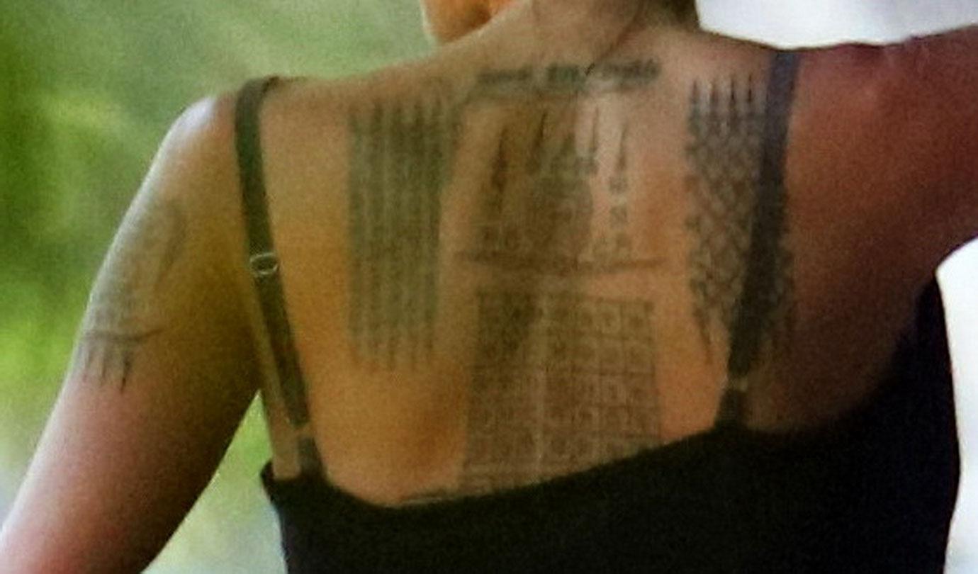 //angelina jolie back tattoos brad pitt divorce