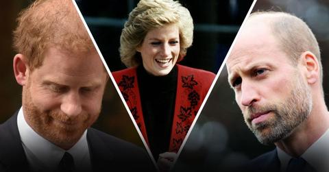 Split photos of Princess Diana, Princes William and Harry