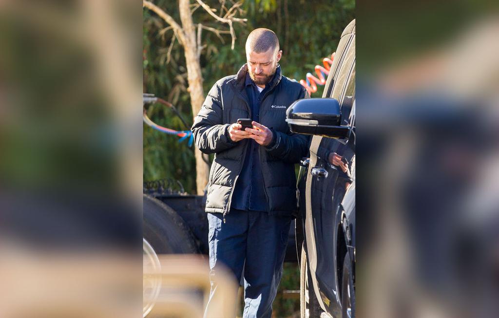 Justin Timberlake Looks Worried While Filming After PDA With Costar