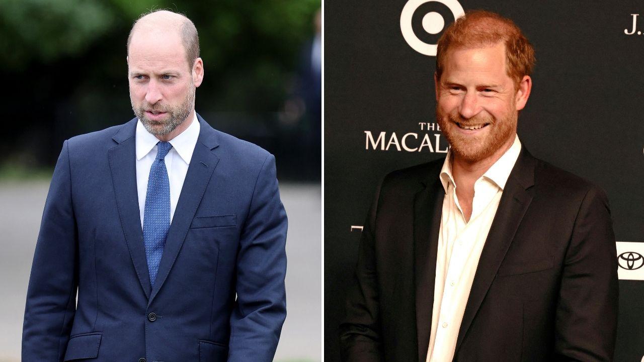 Split photo of Princes William and Harry