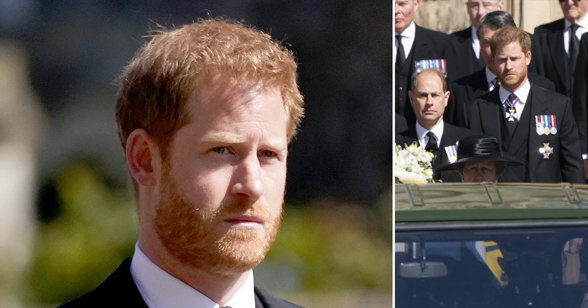 prince harry afraid london prince philip funeral family feud oprah