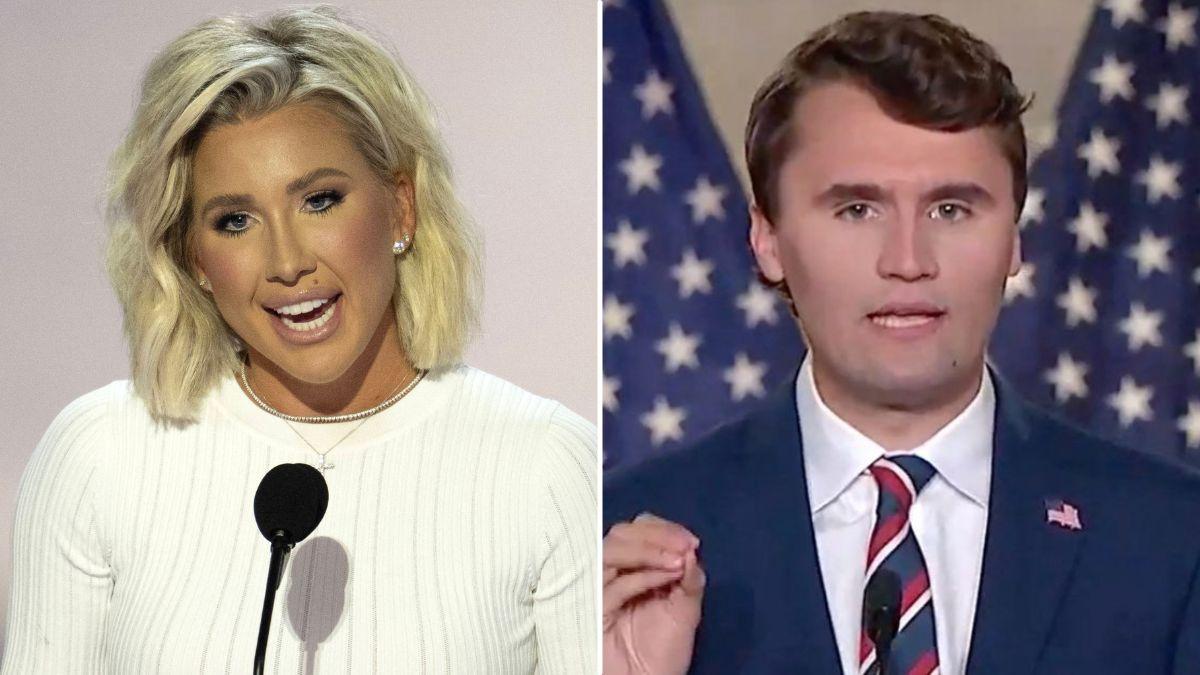 split image of Savannah Chrisley and Charlie Kirk