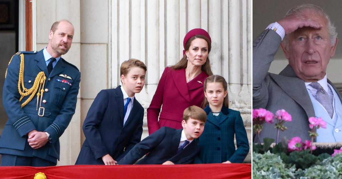 Split [hoto of King Charles and The Wales Family