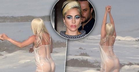 Lady Gaga See Through Dress Beach