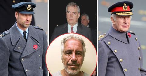 Photos of Prince William, Andrew Windsory, King Charles and Jeffrey Epstein