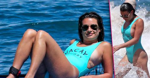 Lea Michele Boobs Butt Bathing Suit Paddle Board Maui