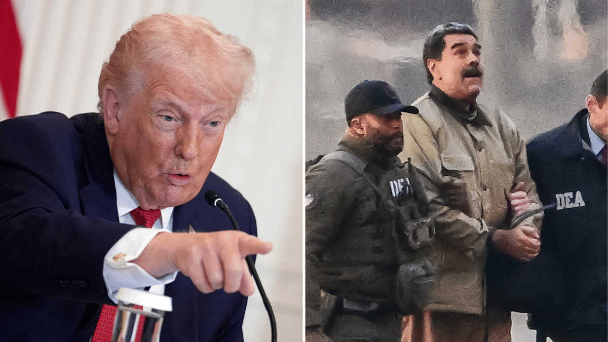 Split photo of Donald Trump, Nicolás Maduro