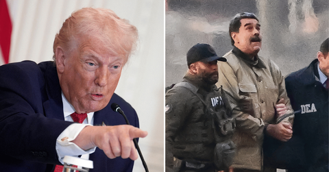 Split photo of Donald Trump, Nicolás Maduro
